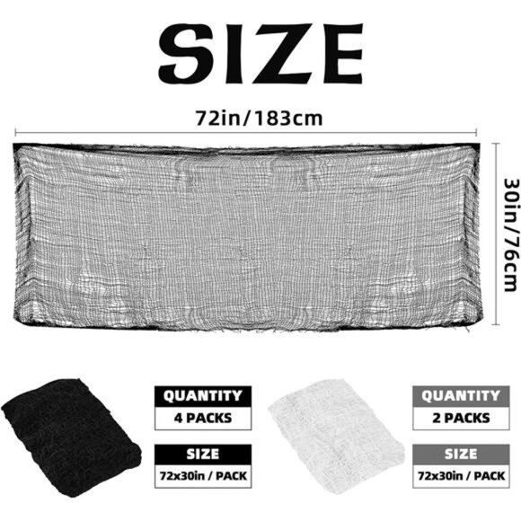 Halloween creepy cloth spooky gauze black white scary fabric haunted house decor - Picture 3 of 7